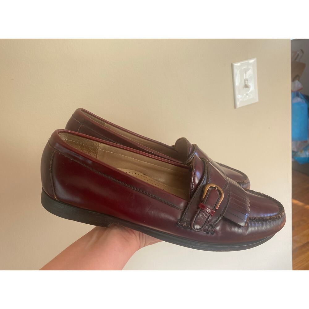 Cole Haan City Red Burgundy Leather Loafers Kiltie Driving Mens 10.5